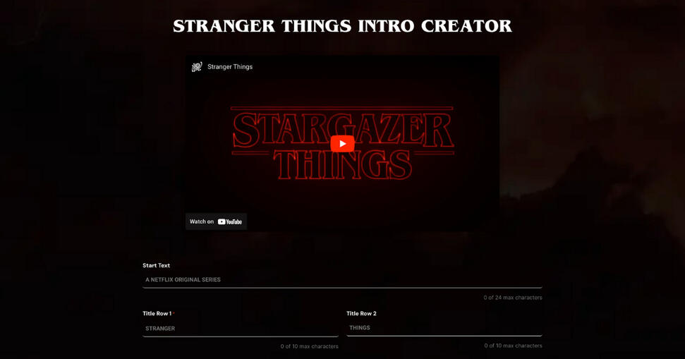 Stranger Things Intro Creator